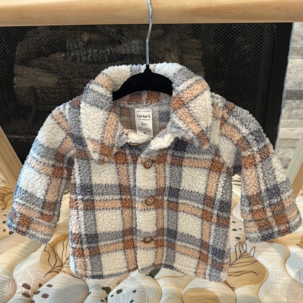 Carter's Cozy Cream and Gray Plaid Jacket